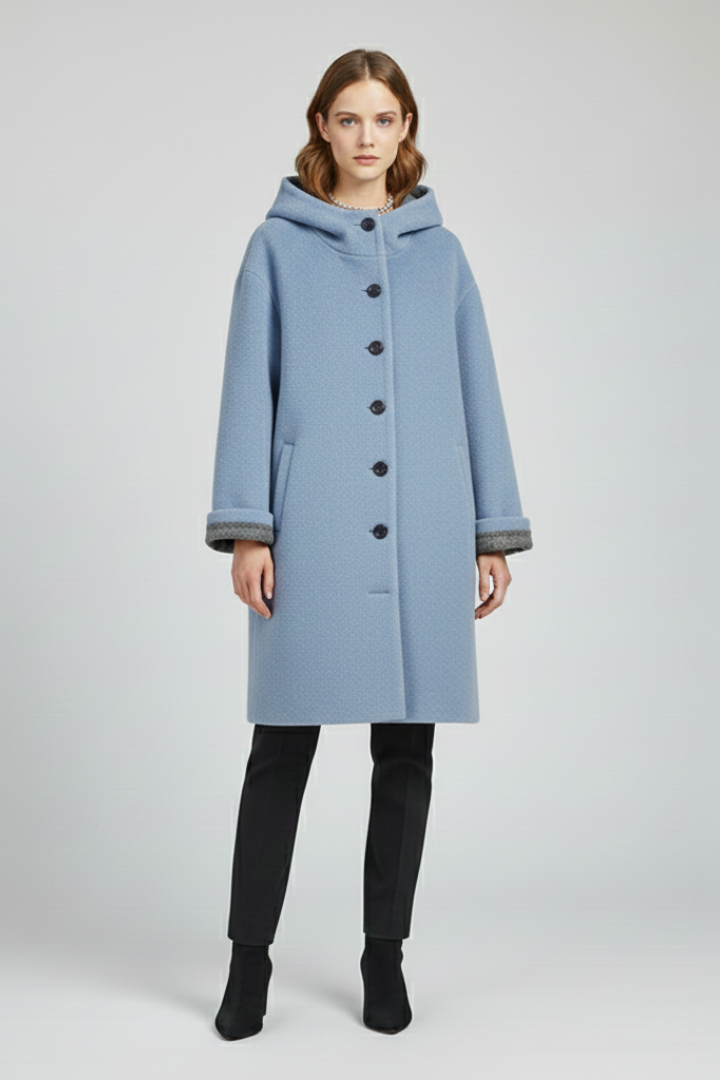 Women’s Winter Coat with Button Closure and Hip Pockets
