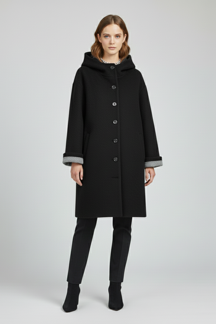 Women’s Winter Coat with Button Closure and Hip Pockets