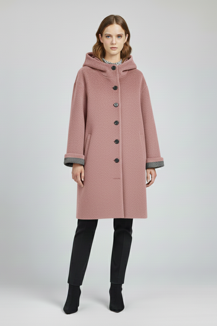Women’s Winter Coat with Button Closure and Hip Pockets