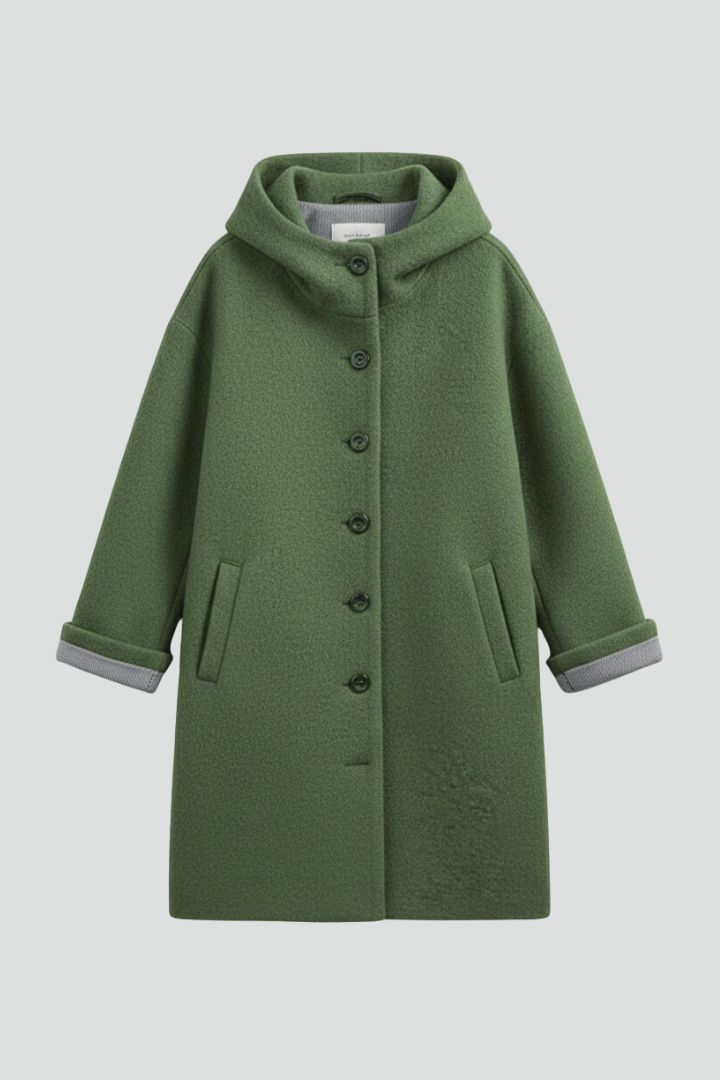 Women’s Winter Coat with Button Closure and Hip Pockets