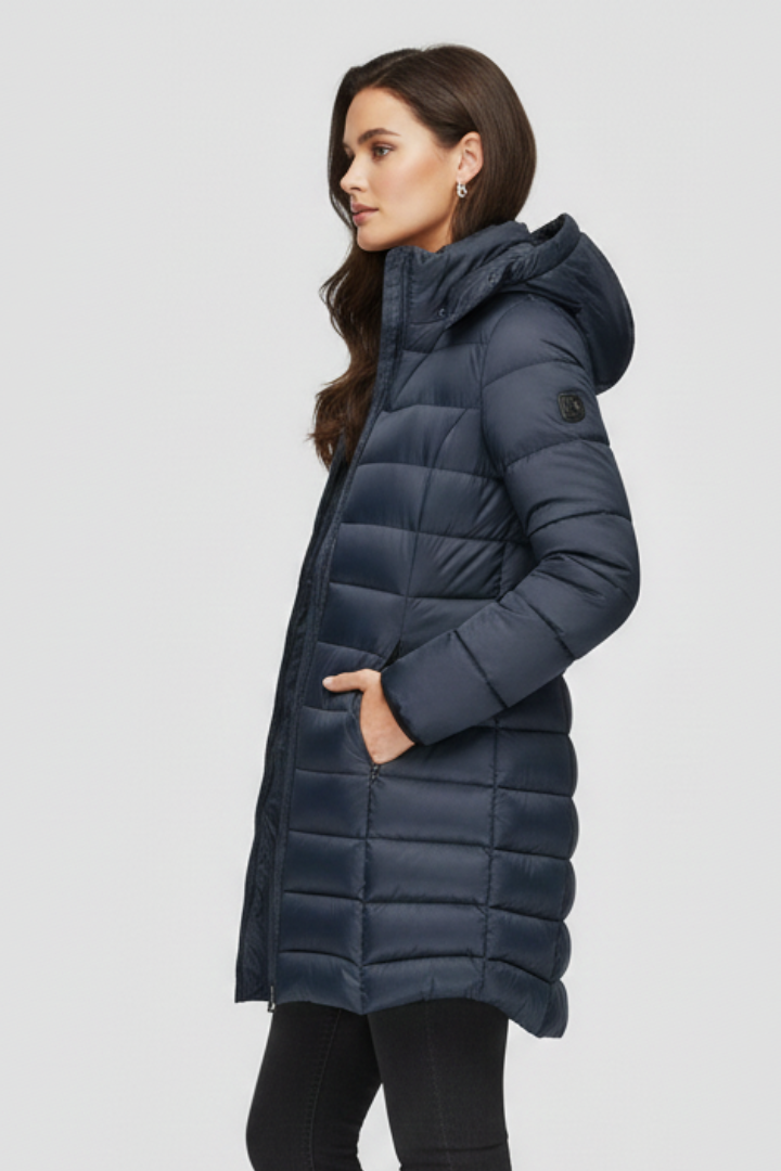 Women’s Winter Coat with Lined Interior and Defined Shape