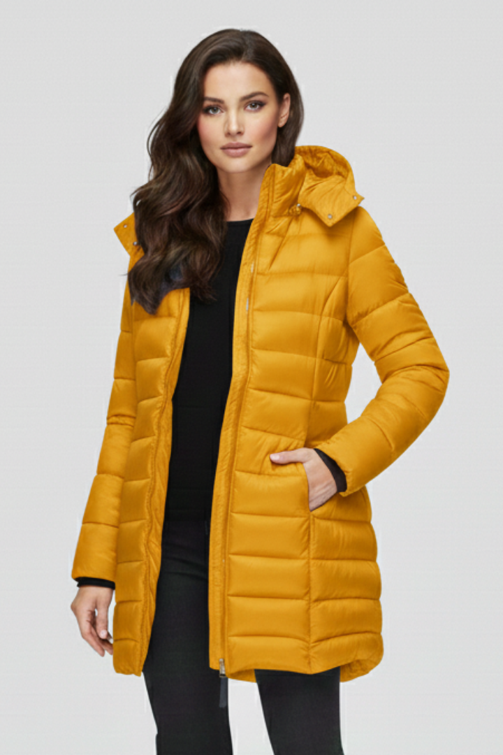 Women’s Winter Coat with Lined Interior and Defined Shape