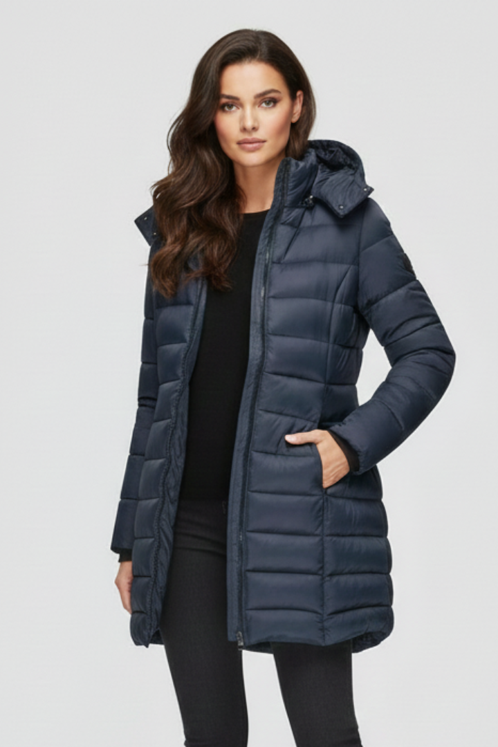 Women’s Winter Coat with Lined Interior and Defined Shape