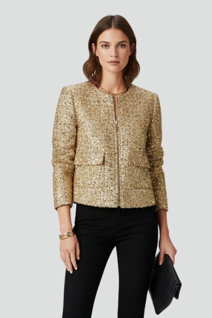 Women’s Zip Jacket with Zipper and Textured Surface
