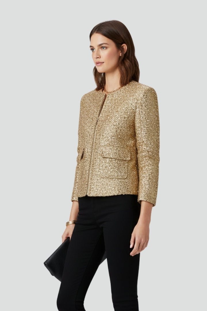 Women’s Zip Jacket with Zipper and Textured Surface