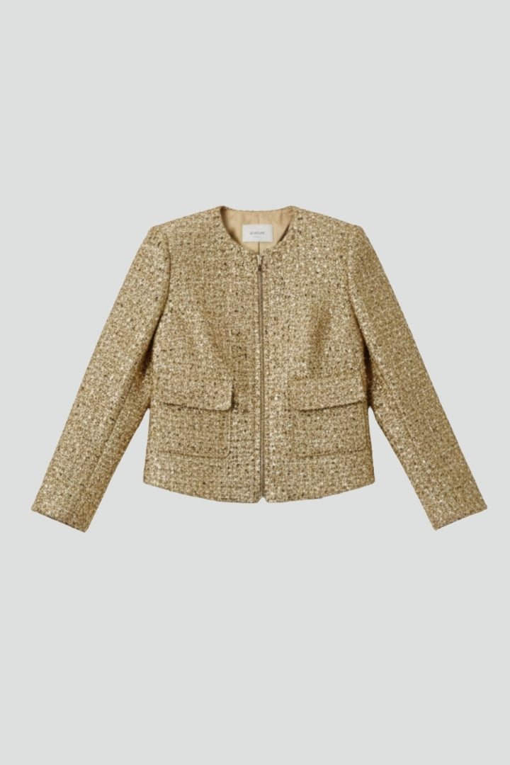 Women’s Zip Jacket with Zipper and Textured Surface