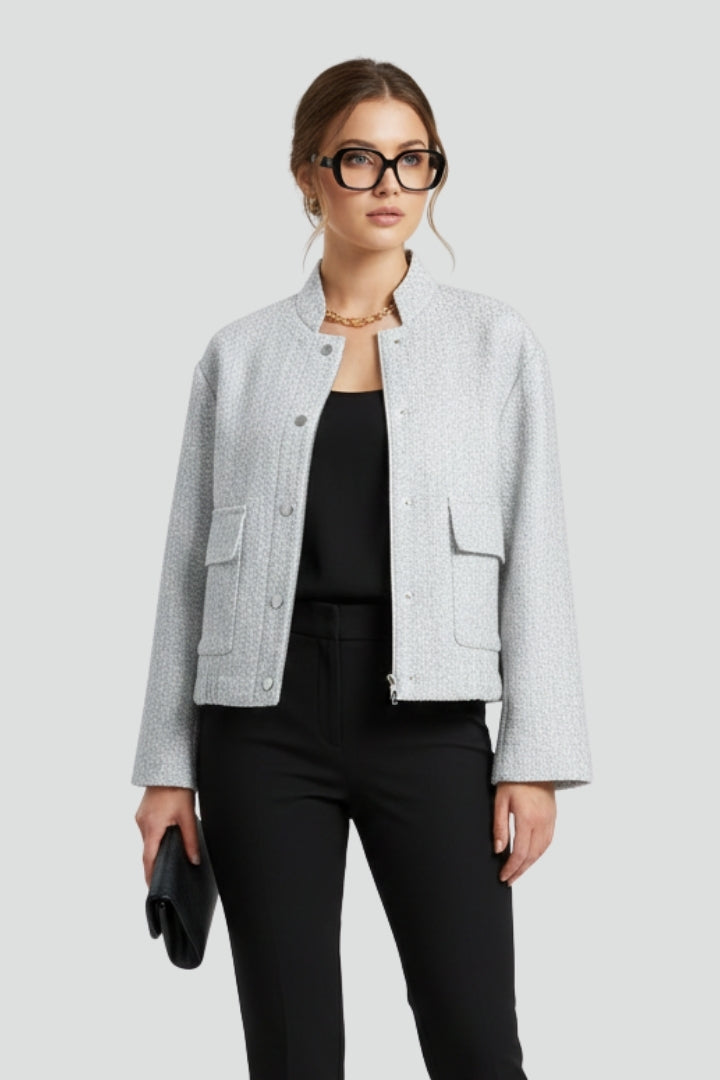 Women’s Zip Jacket with Zipper and Textured Surface