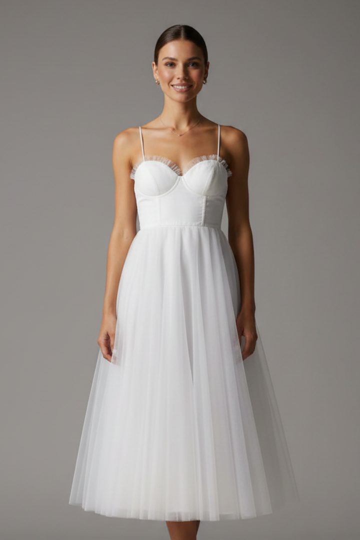 Women’s dress with sweetheart neckline and shoulder straps