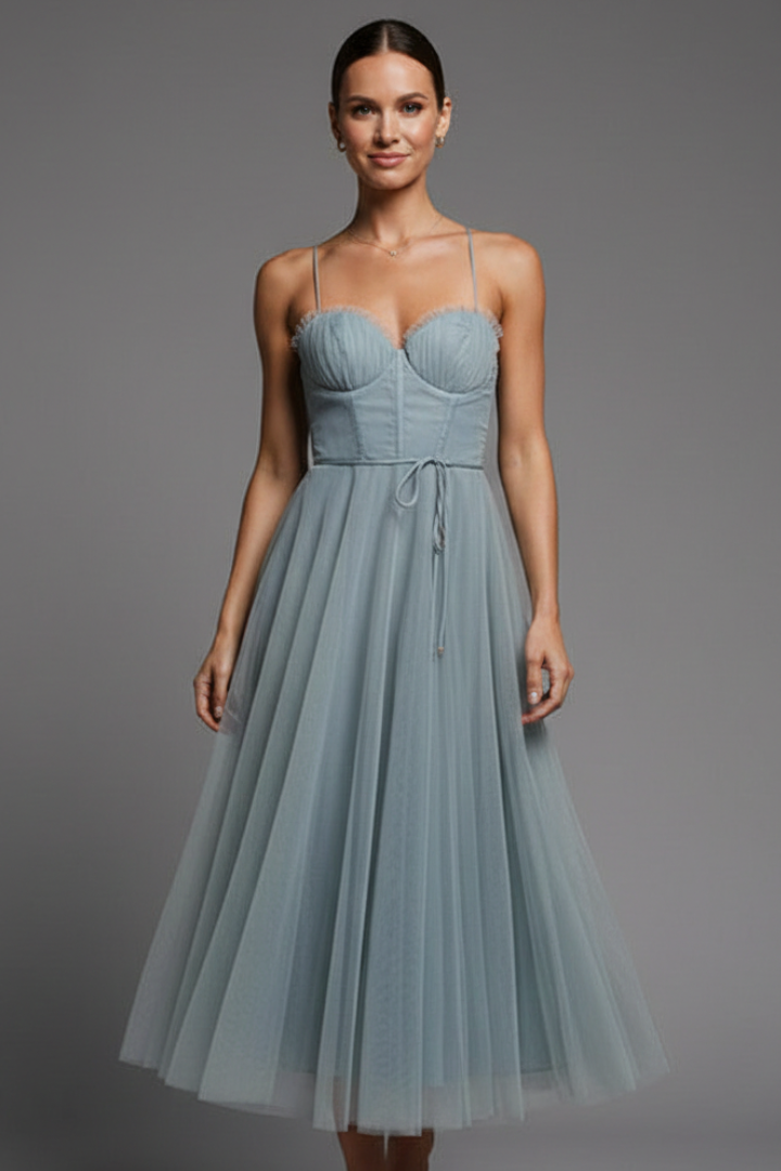 Women’s dress with sweetheart neckline and shoulder straps