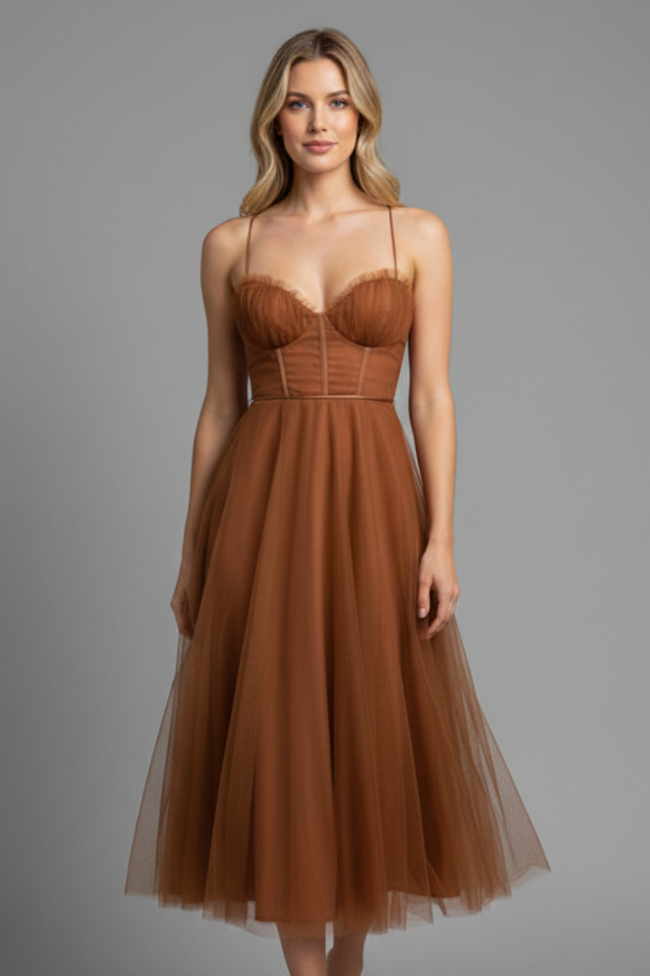 Women’s dress with sweetheart neckline and shoulder straps