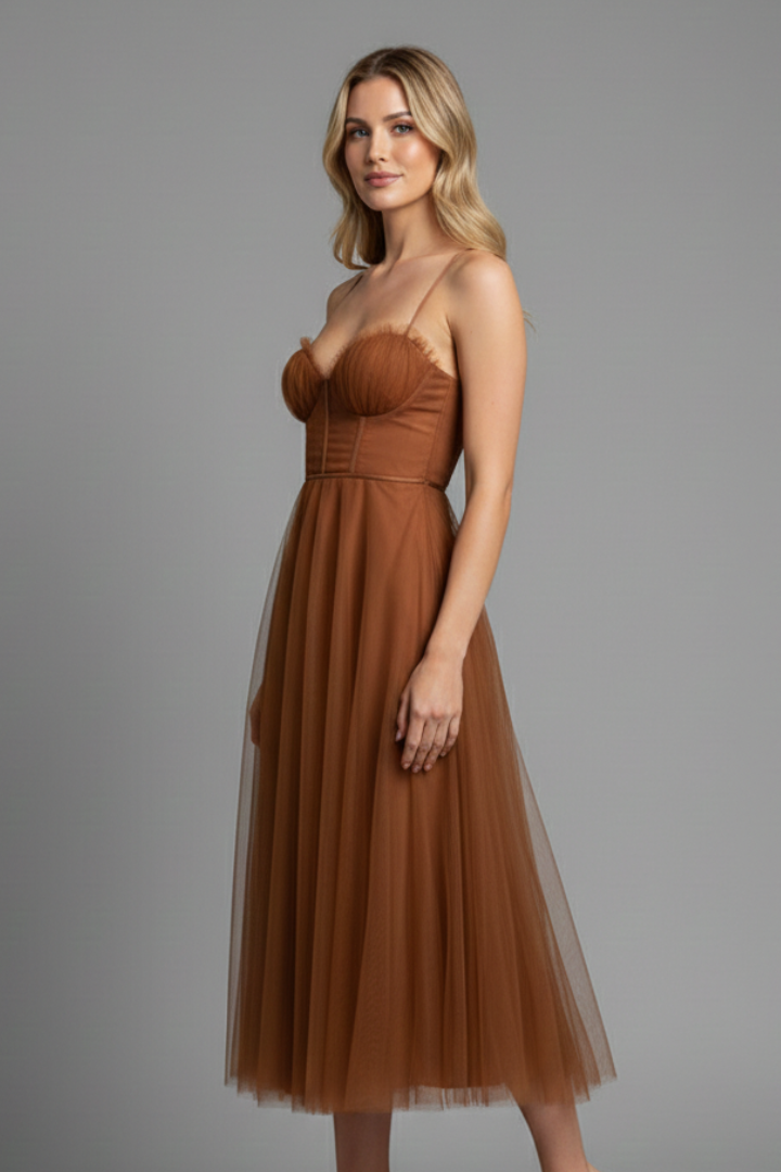 Women’s dress with sweetheart neckline and shoulder straps