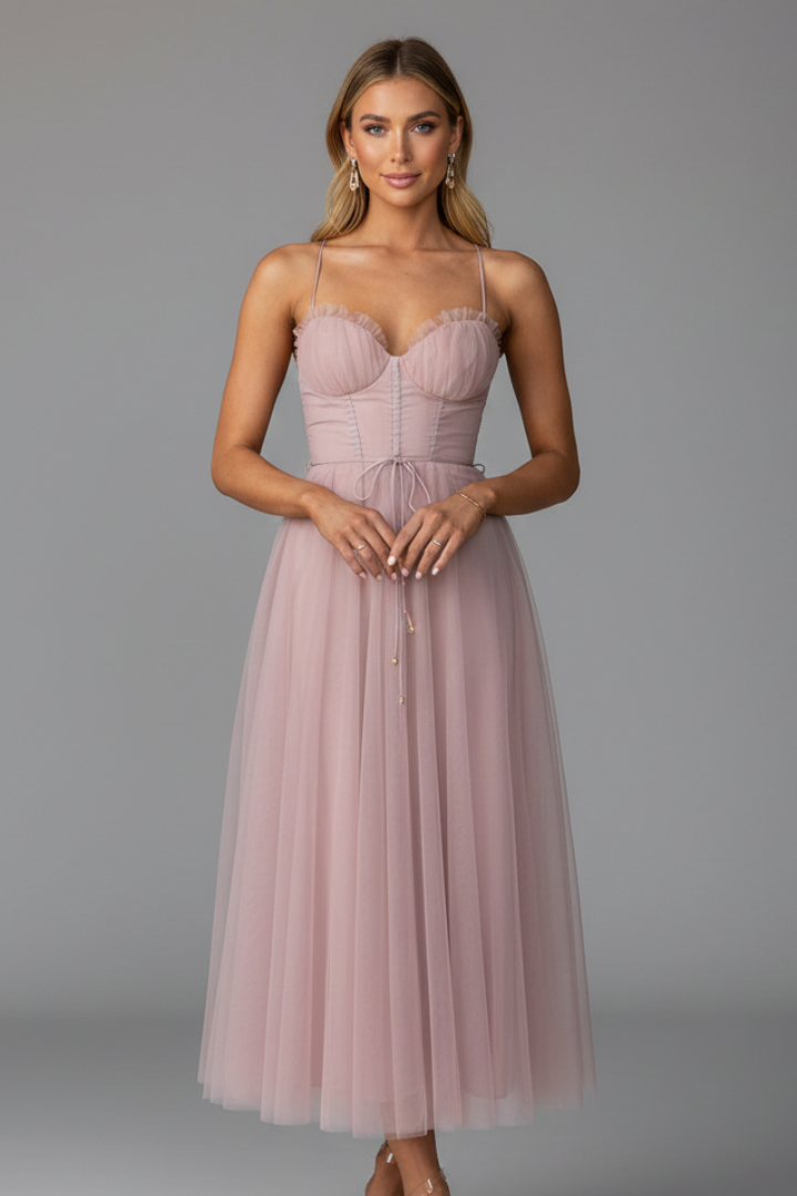 Women’s dress with sweetheart neckline and shoulder straps