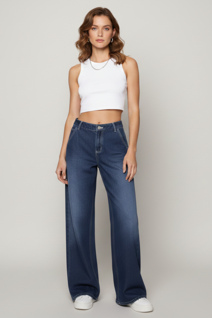 Women’s Jeans with Low Waist and Wide Legs