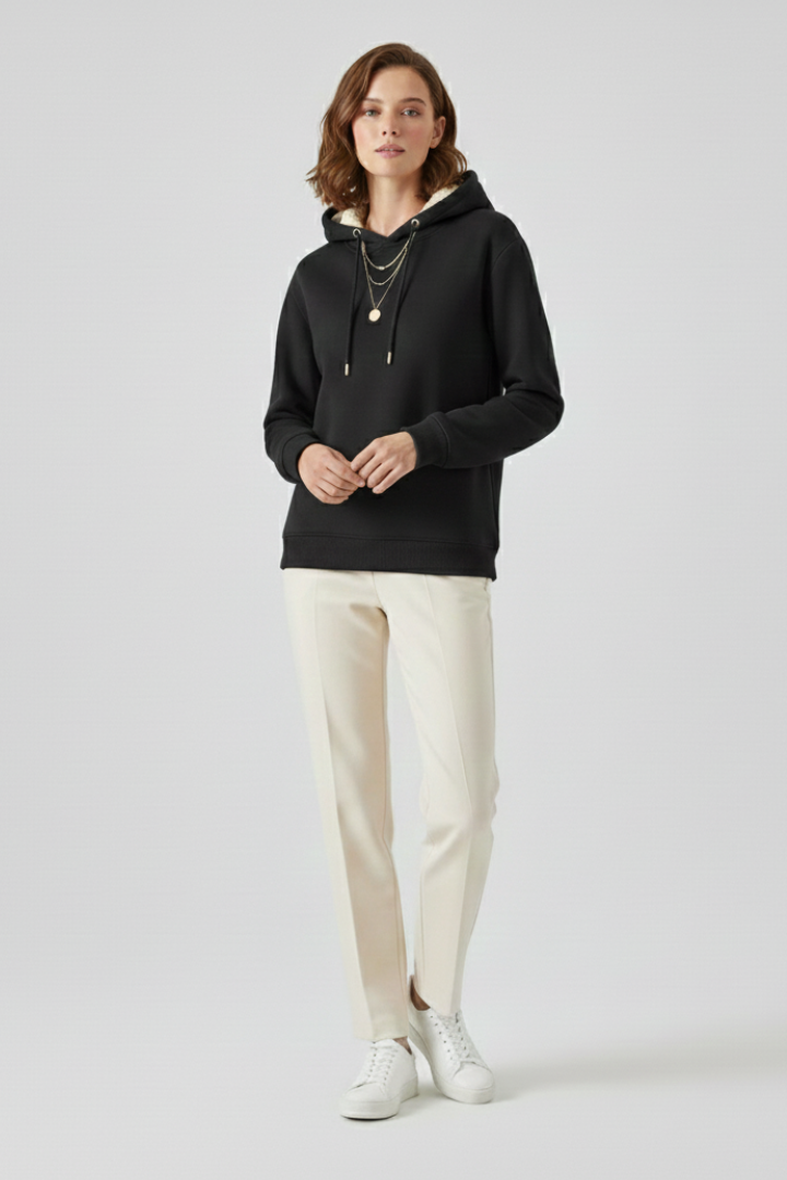 Women’s sweaters hoodie with sherpa lining and ribbed cuffs