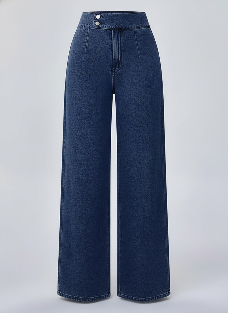Women’s Wide-Leg Trousers with Button Closure and Medium Stretch